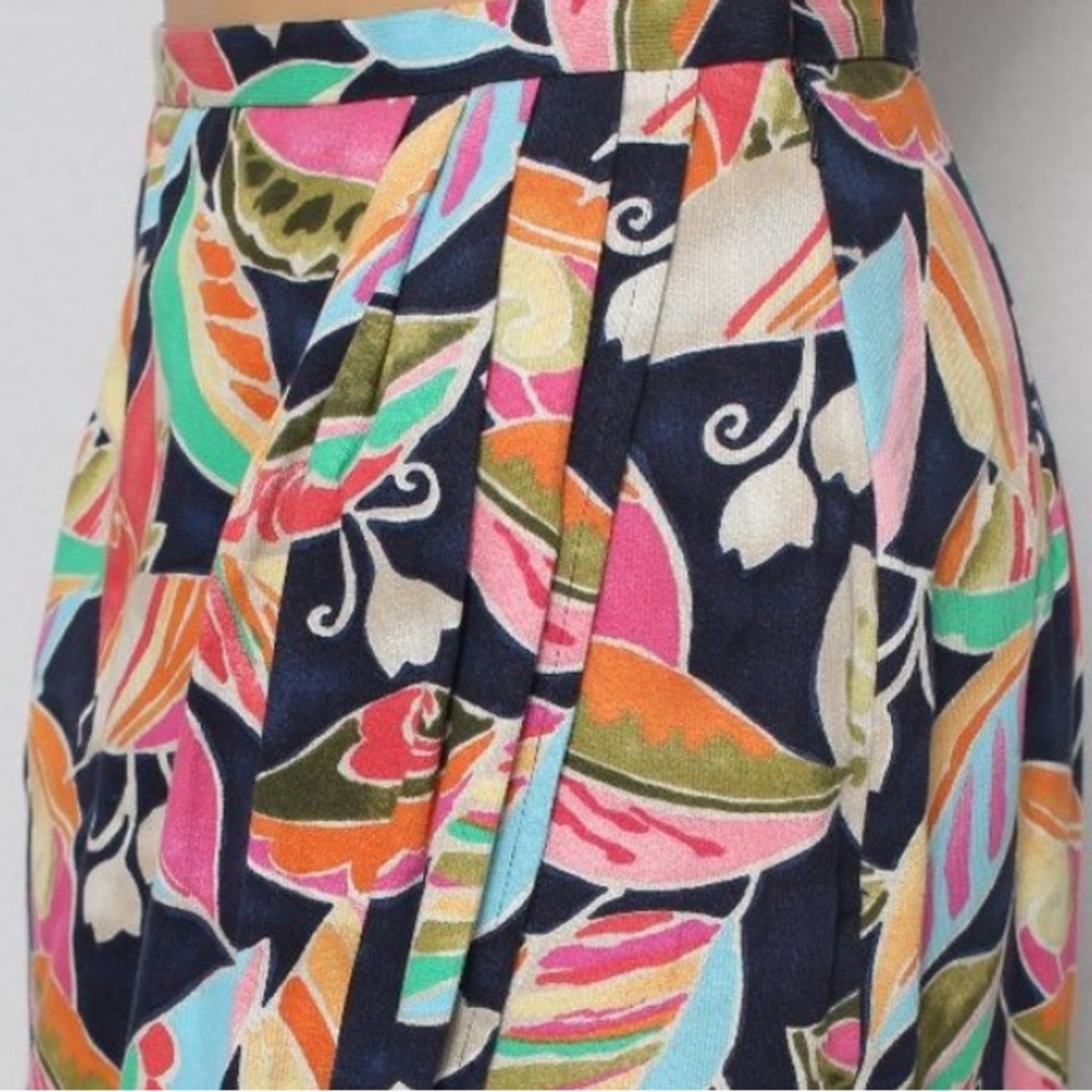 Vintage Talbots Pin Wale Light Corduroy Multicolor Botanical Faux Wrap Skirt - Picture 8 of 11